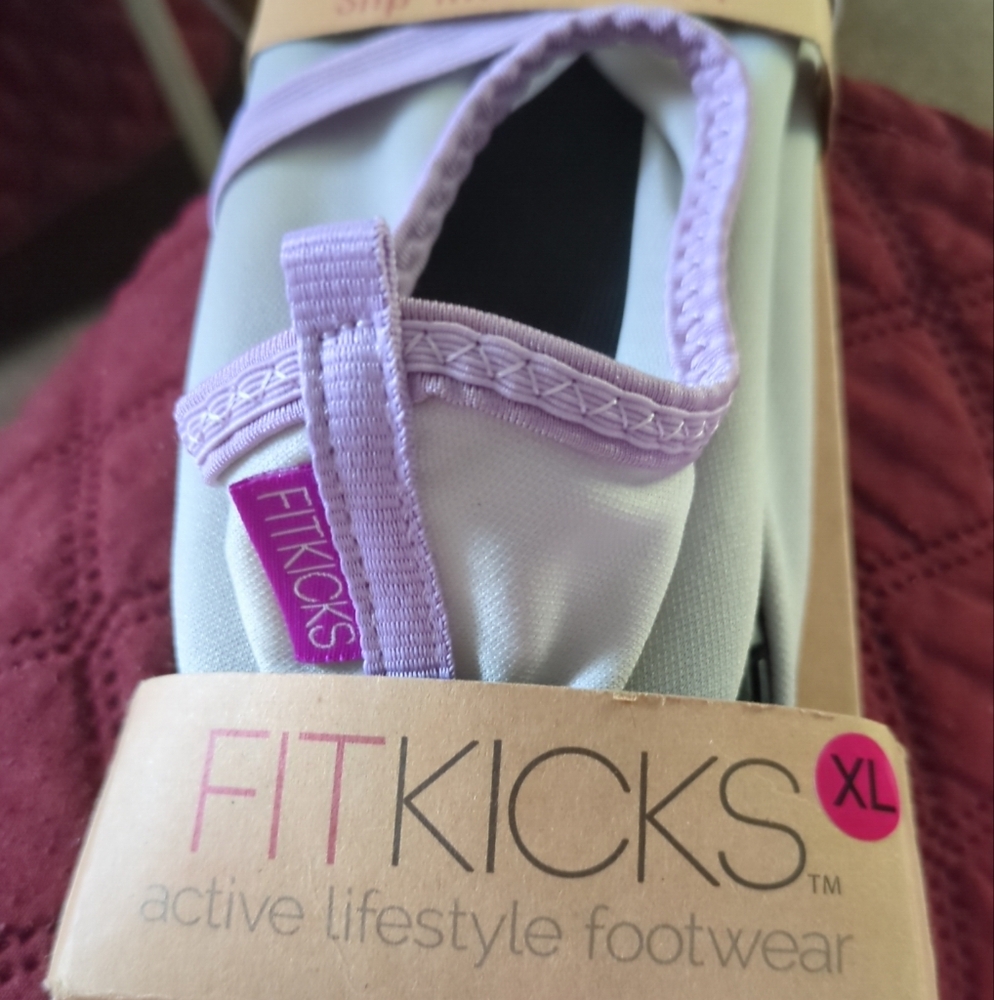 Fitkicks Fit Kicks Active Women Slippers Shoes X LG  Purple Grey NEW NWT Yoga